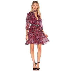 Saloni Tilly Ruffle Mini Dress US 8 100% Silk Chiffon Cocktail Party